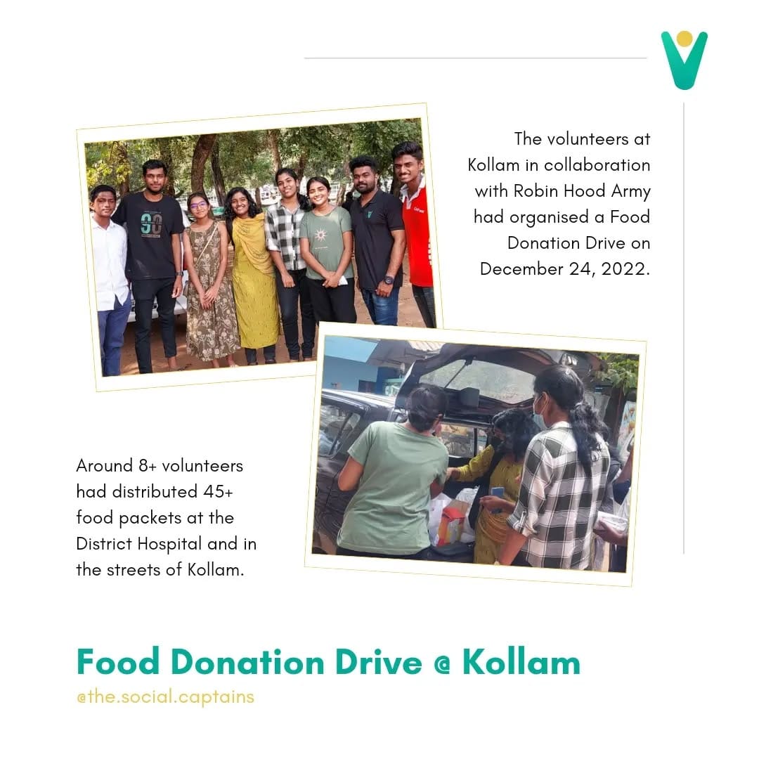 8 volunteers distributed meals to 45 patients of District Hospital Kollam in Kollam