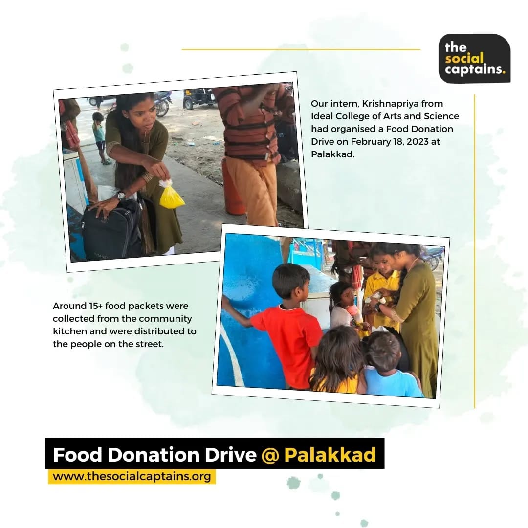 2 volunteers distributed meals to 15 street dwellers in Palakkad