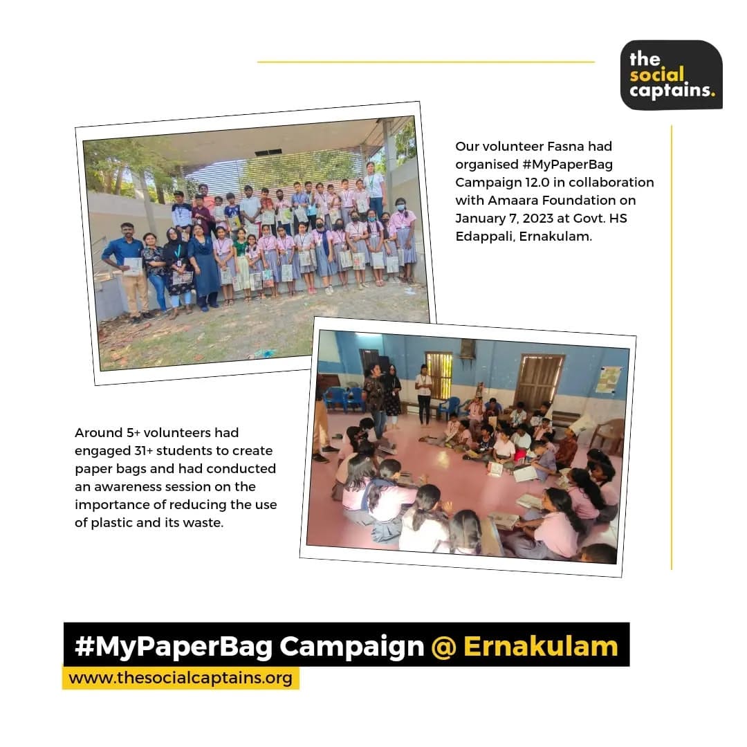 36 volunteers created 36 paper bags to raise awareness about plastic pollution in Ernakulam