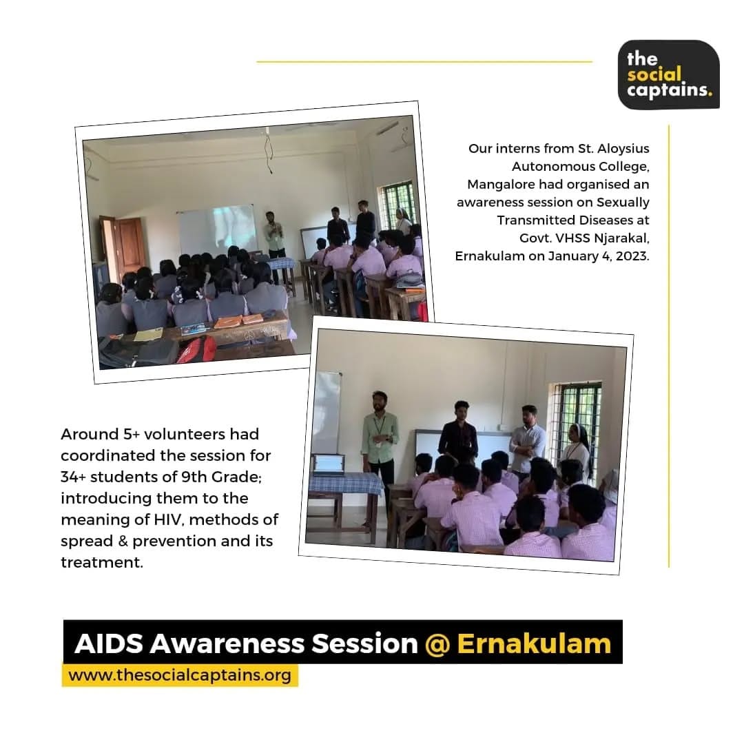 5 volunteers raised awareness on AIDS among 34 school students in Ernakulam