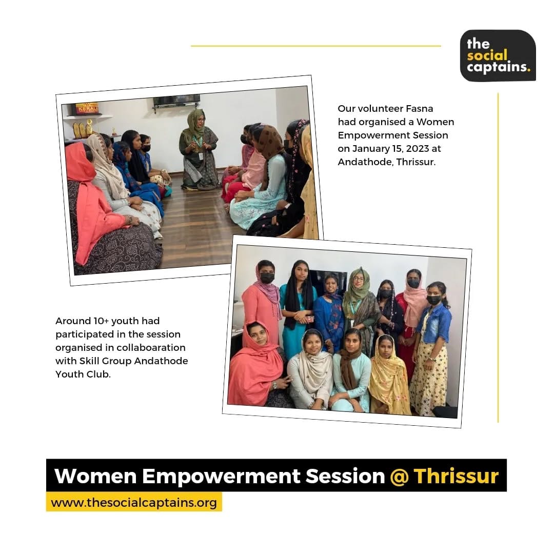 One volunteer raised awareness on women empowerment among 10 college students in Thrissur