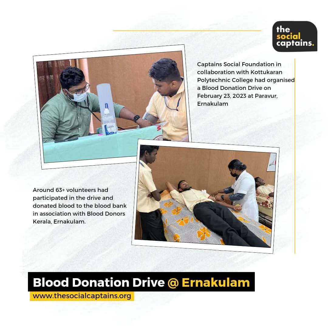 63 volunteers donated blood to support 63 hospitalinmates in Ernakulam