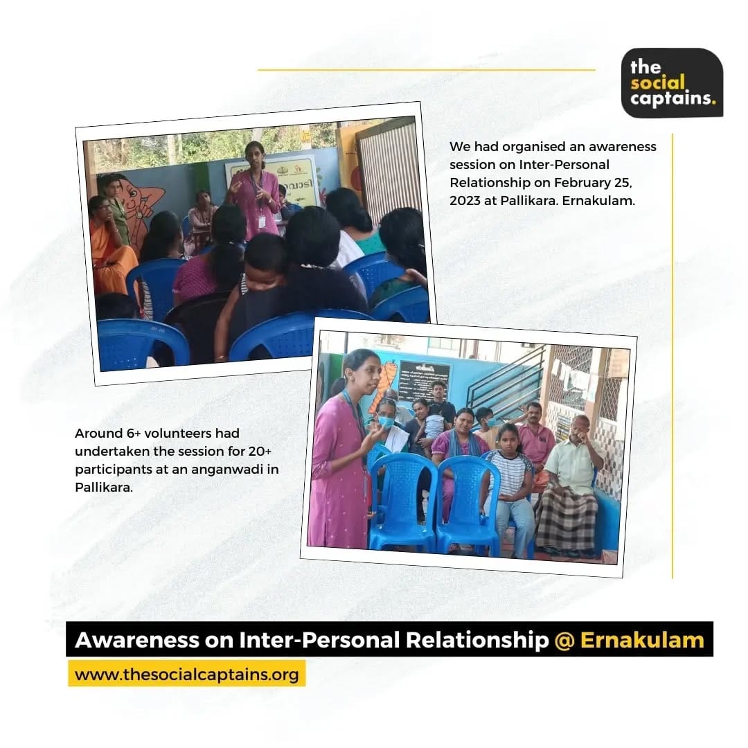 6 volunteers raised awareness on inter-personal relationship among 20 parents in Ernakulam