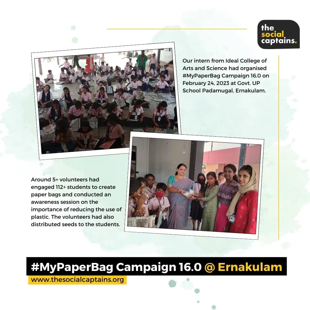 117 volunteers created 117 paper bags to raise awareness about plastic pollution in Ernakulam