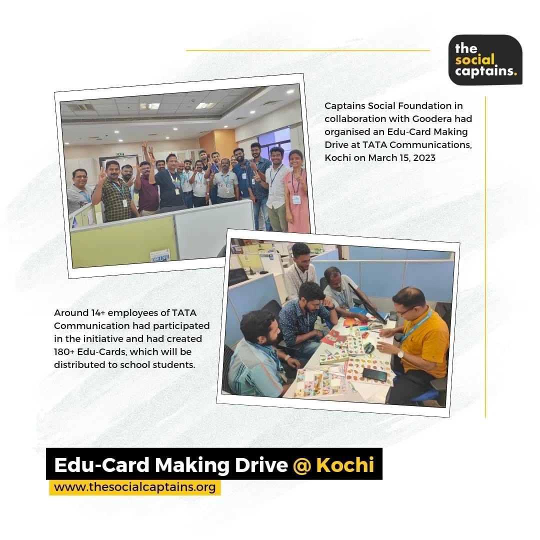 18 volunteers created Edu-cards to be distributed to 50 school students in Ernakulam.