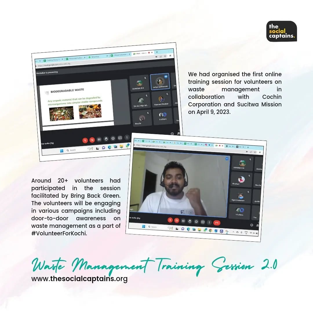 20 volunteers were introduced to the concept of sustainable waste management in Ernakulam