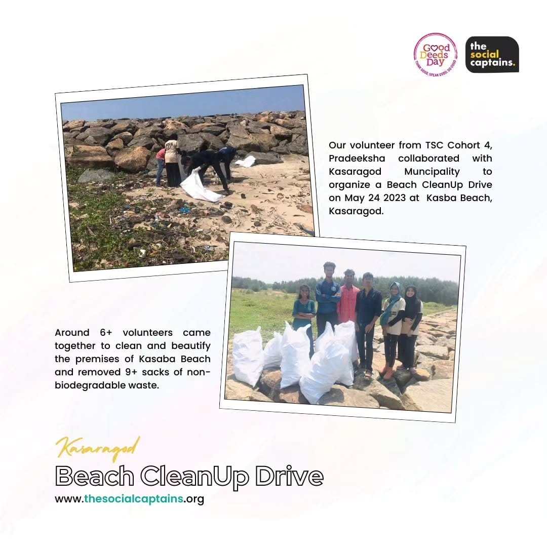 6 volunteers responsibly collected and disposed of 60 kg of non-biodegradable waste in Kasaragod