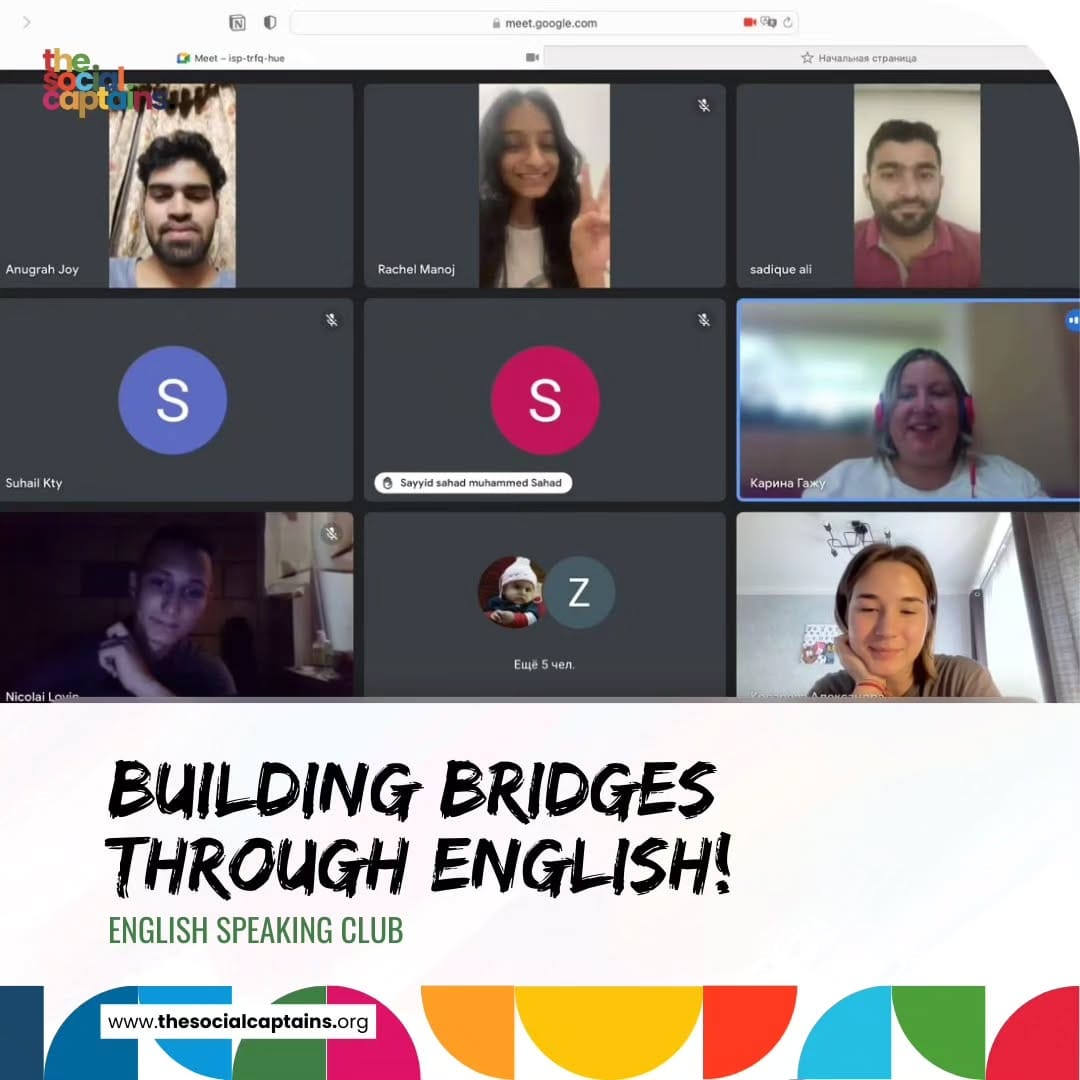 2 volunteers organised online english speaking sessions to empower 15 college students