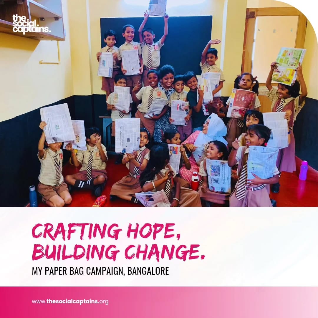 24 volunteers created 24 paper bags to raise awareness about plastic pollution in Bangalore