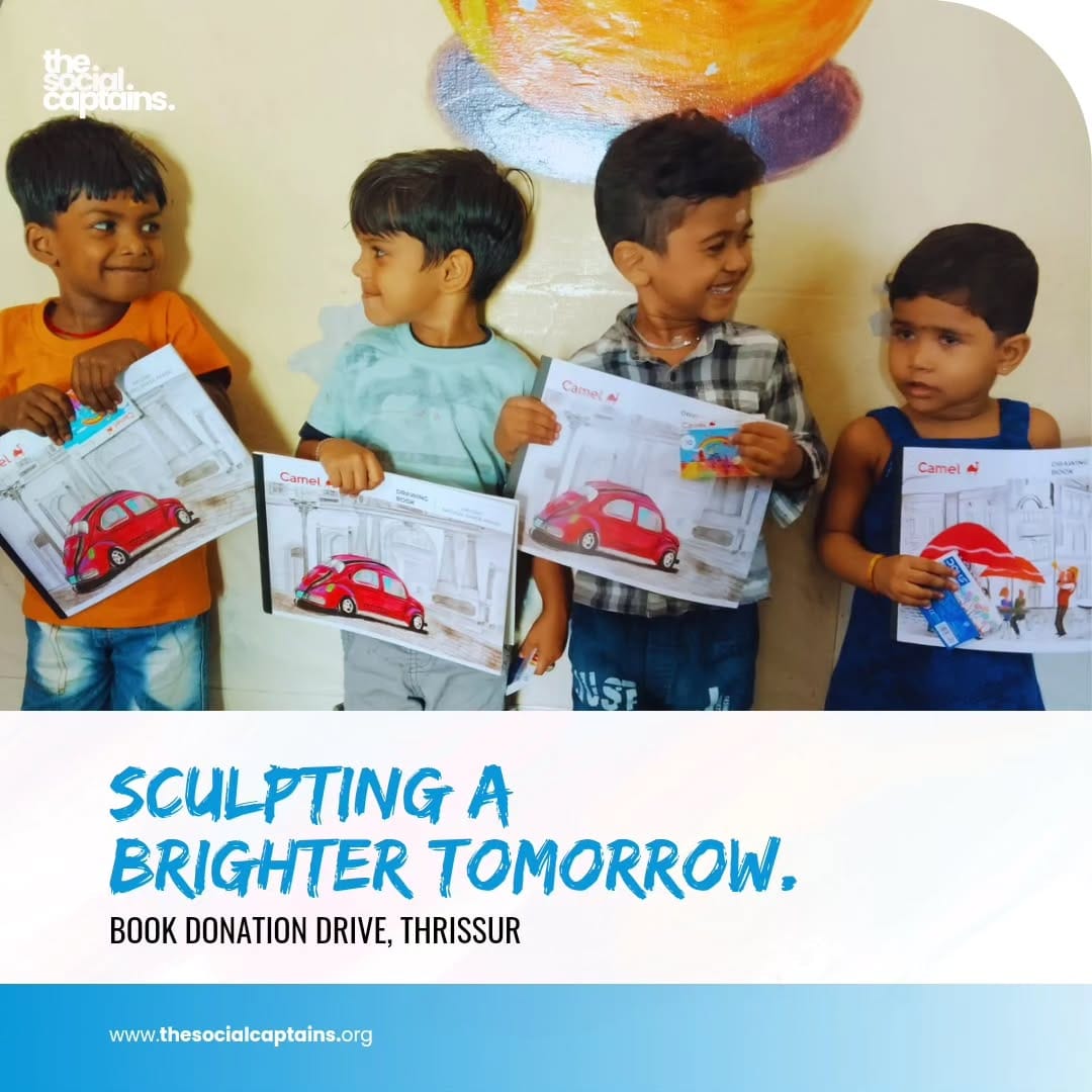 3 volunteers distributed educational kits to 9 school students in Thrissur