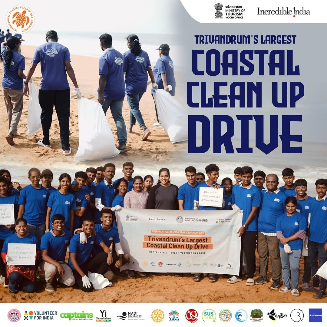 500 volunteers responsibly collected and disposed of 1000 kg of non-biodegradable waste in Trivandrum