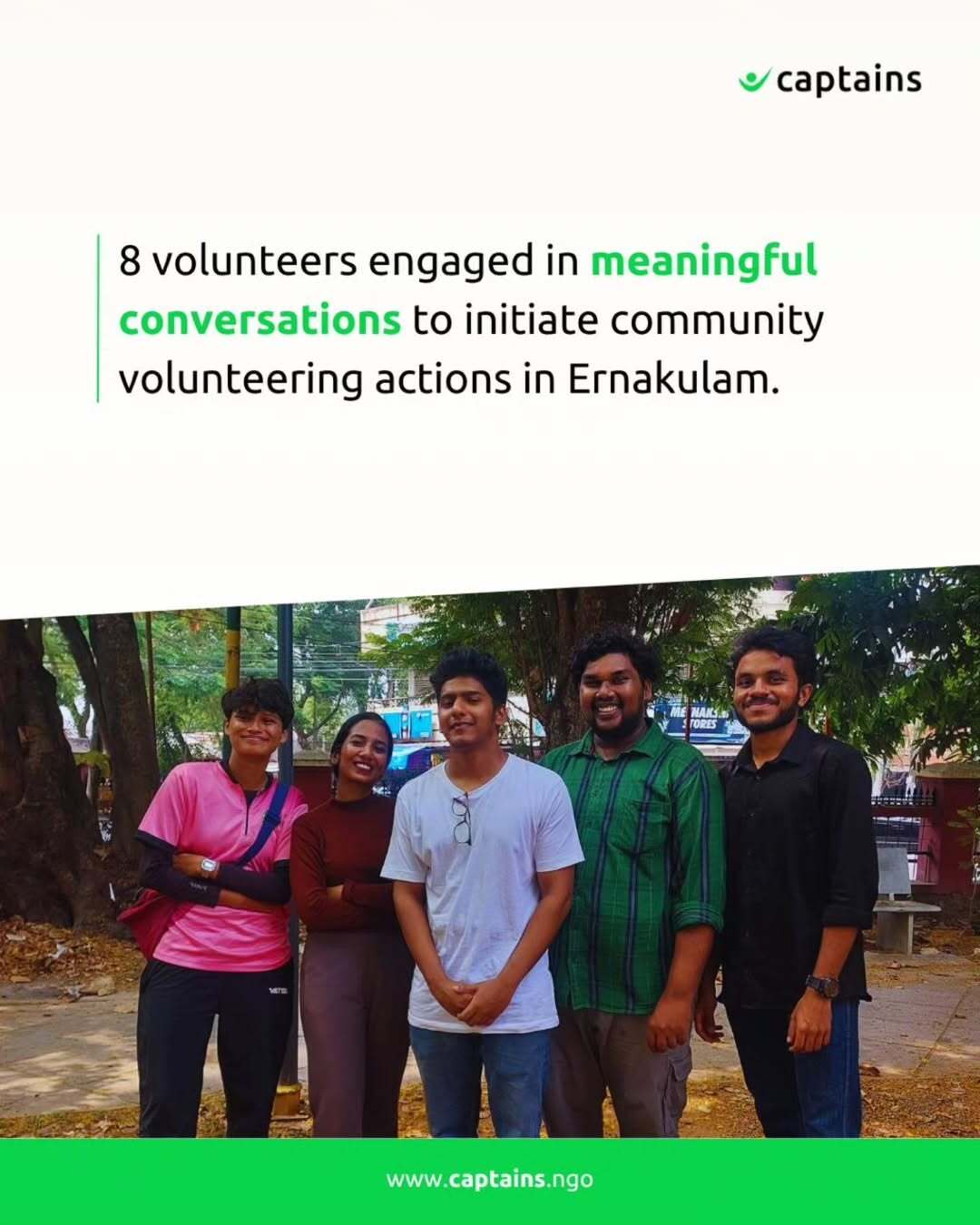 8 volunteers engaged in meaningful discussions to initiate community actions in Ernakulam.