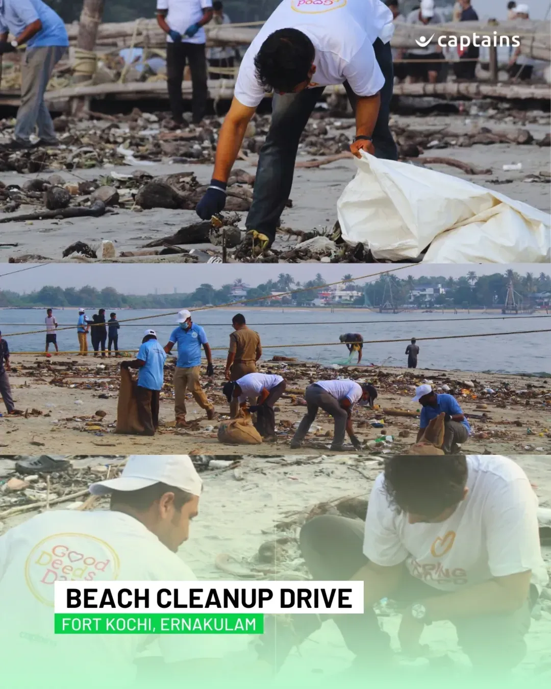 120 volunteers responsibly collected and disposed 580 kg of non-biodegradable waste in collaboration with Kerala Fisheries Department at Fort Kochi Beach, Ernakulam.