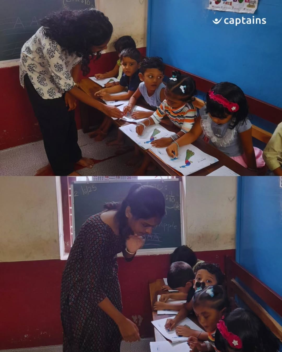 2 volunteers facilitated child-rights awareness through drawing to support confidence and self-expression for 9 preschool students at Kayamkulam, Alappuzha.