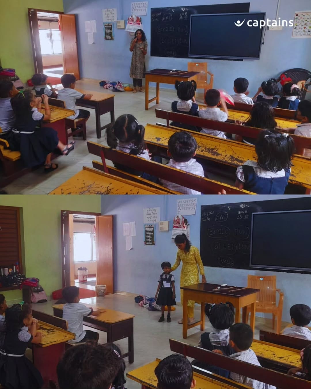 2 volunteers engaged 21 students through Action Board Day using play-based prompts to build awareness on child rights, choice and self-expression at Kayamkulam, Alappuzha.