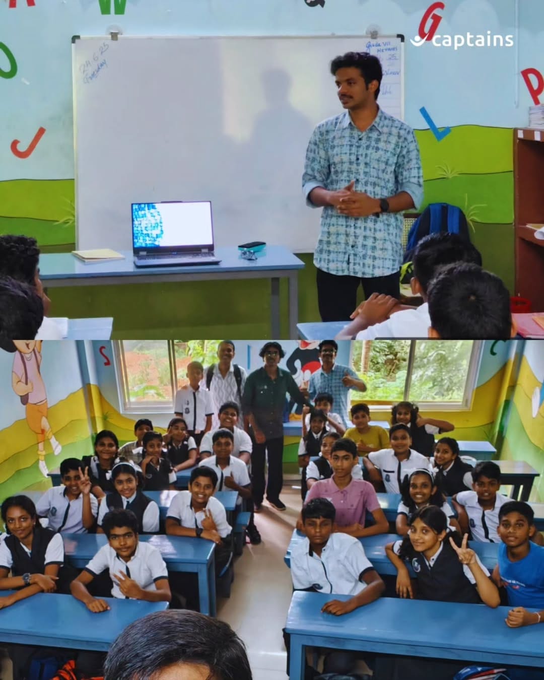 4 volunteers created awareness on cyber safety covering cyberbullying, phishing, online scams, safe browsing and strong passwords for 35 students at Indiana Public School, Attingal, Kollam.