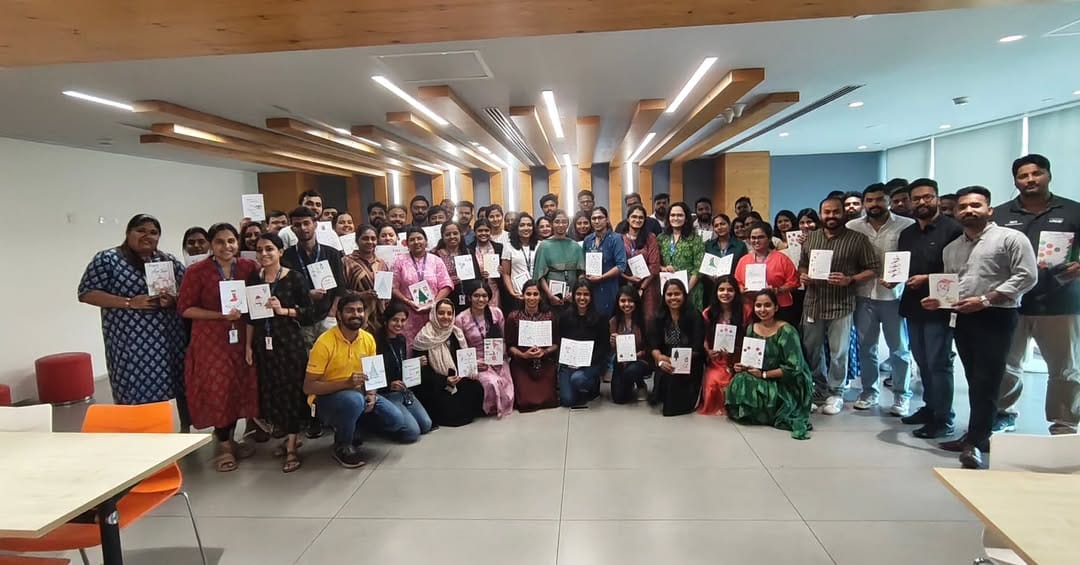 85 volunteers created comfort cards to share hope and emotional support with cancer and palliative care patients in Kochi, Ernakulam in collaboration with KPMG and Volunteer For India.