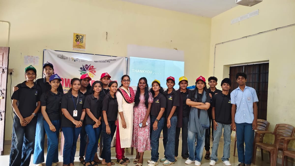 1 volunteer engaged 16 students of Govt HSS Marayamuttam, Trivandrum in volunteering awareness, personality development, and paper bag–making to promote eco-friendly action.