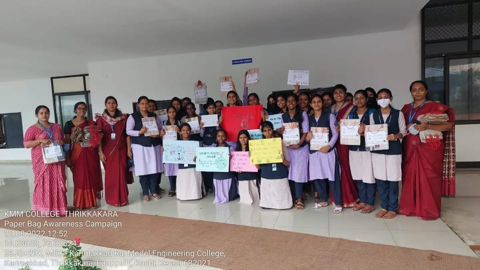 68 volunteers created 68 paper bags to raise awareness about plastic pollution in Ernakulam.