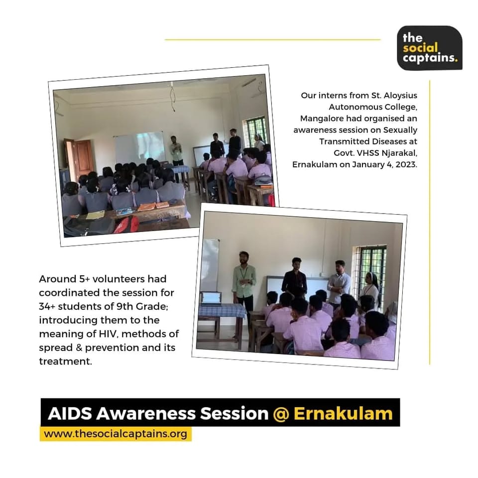 5 volunteers raised awareness on AIDS among 34 school students in Ernakulam