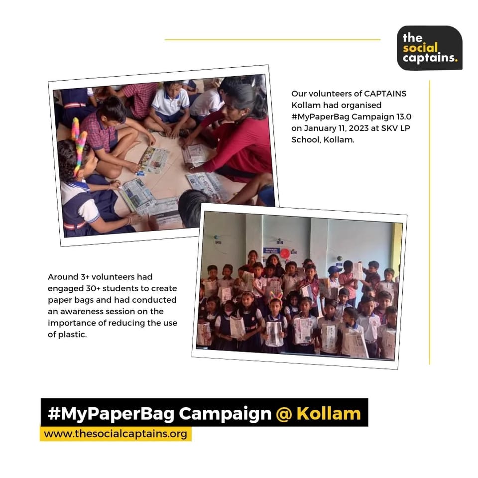 33 volunteers created 33 paper bags to raise awareness about plastic pollution in Ernakulam