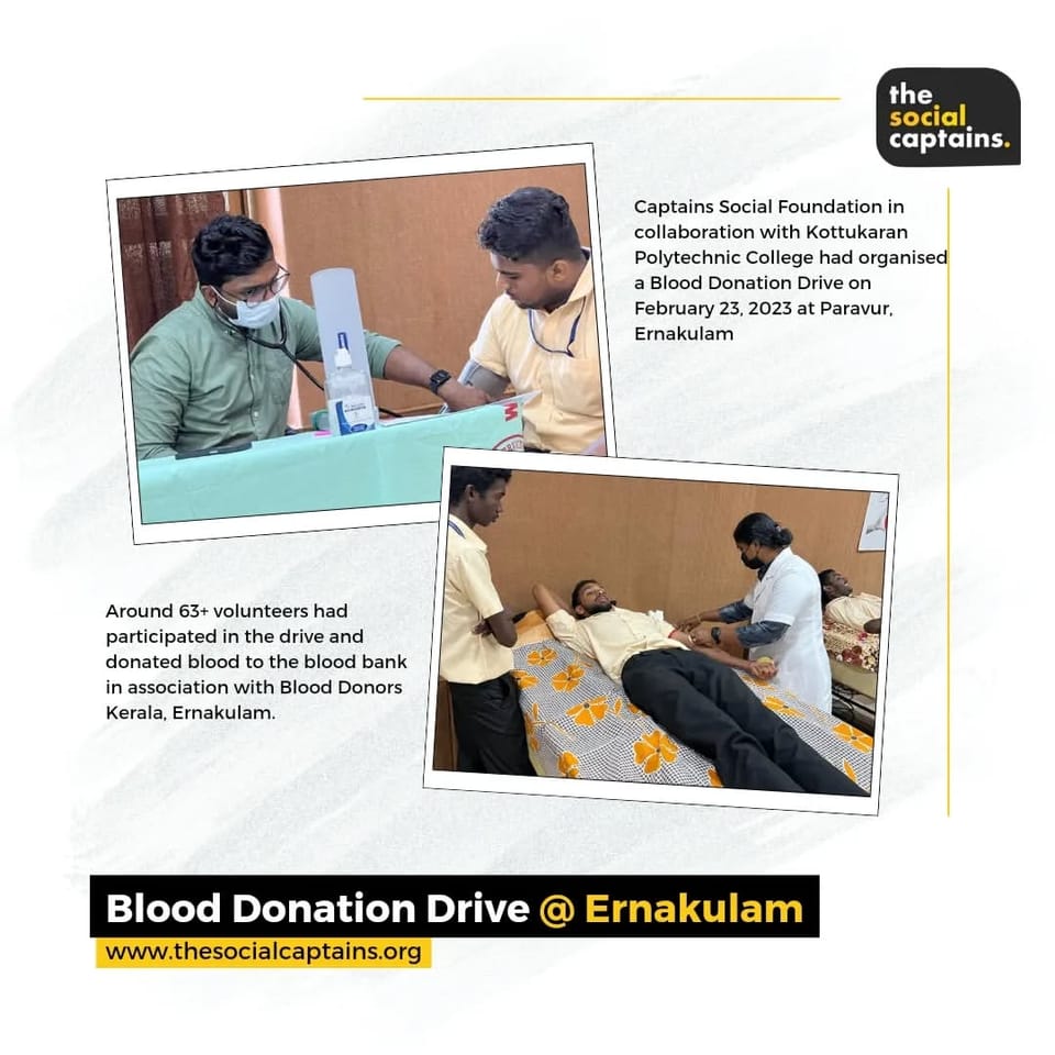 63 volunteers donated blood to support 63 hospitalinmates in Ernakulam