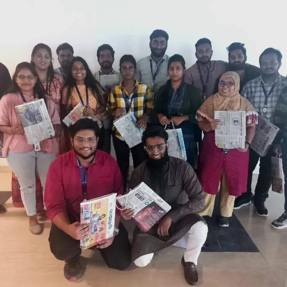 82 volunteers created 160 paper bags to raise awareness about plastic pollution in Hydrabad