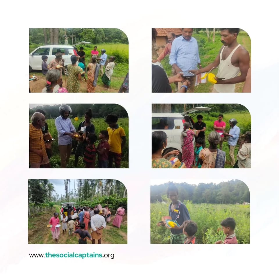 5 volunteers distributed solar lamps to 165 tribal families in Wayanad