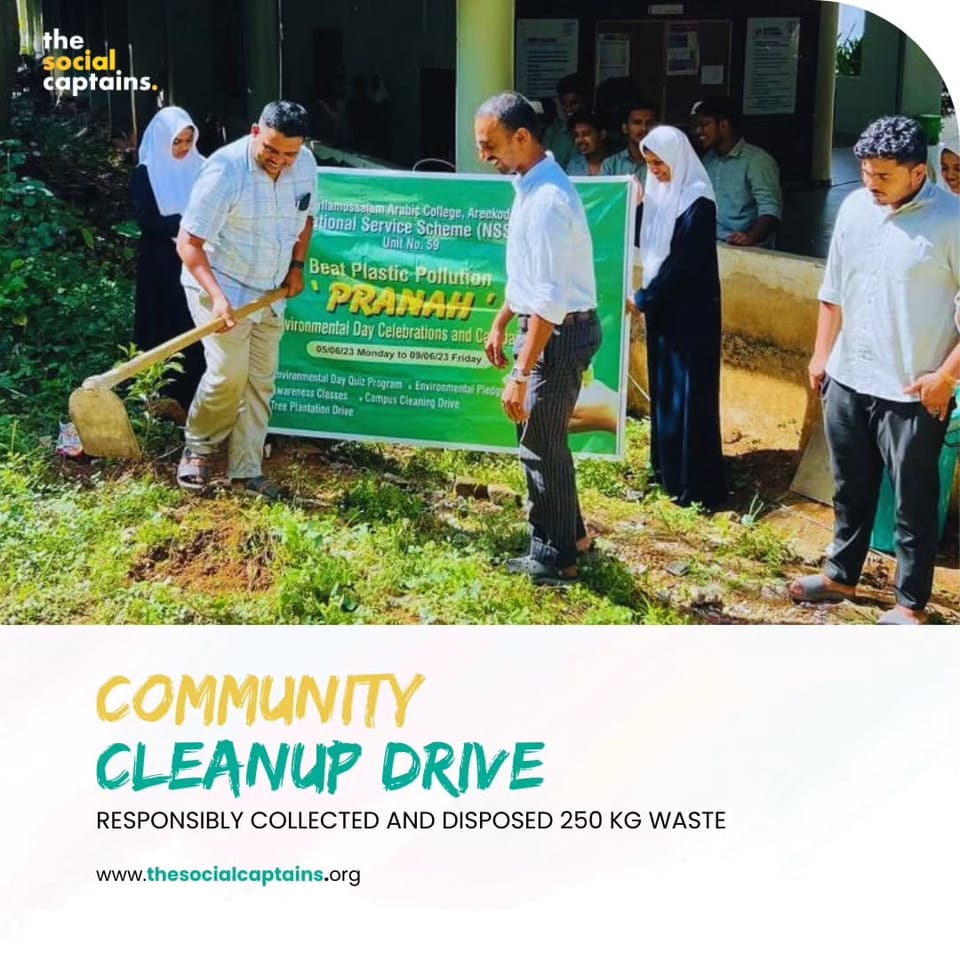 50 volunteers responsibly collected and disposed of 250 kg of non-biodegradable waste in Malappuram