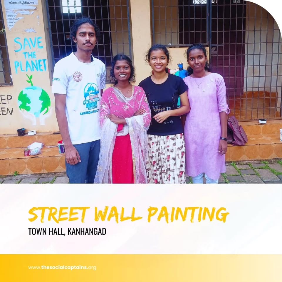 4 volunteers utilised their skills to beautify the streets of Kasaragod