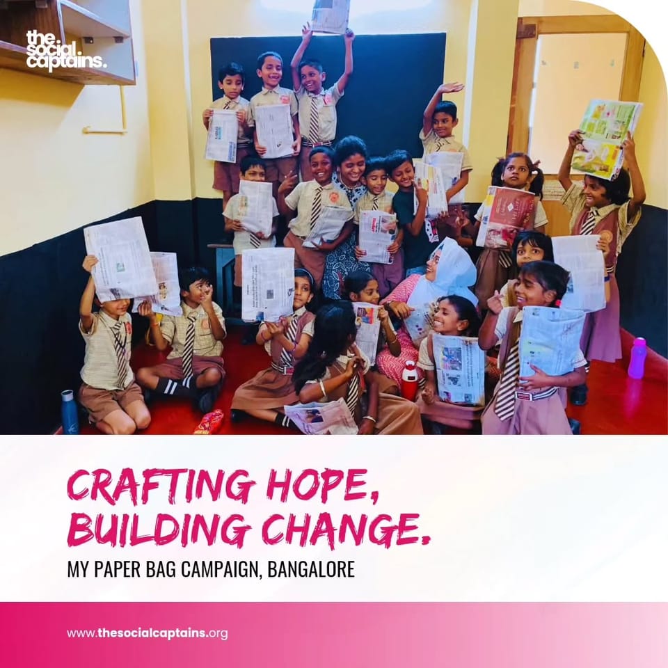 24 volunteers created 24 paper bags to raise awareness about plastic pollution in Bangalore