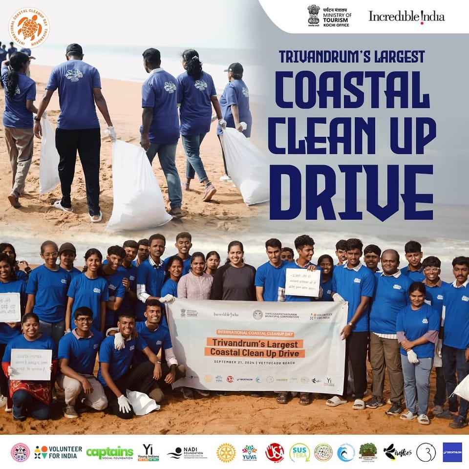 500 volunteers responsibly collected and disposed of 1000 kg of non-biodegradable waste in Trivandrum