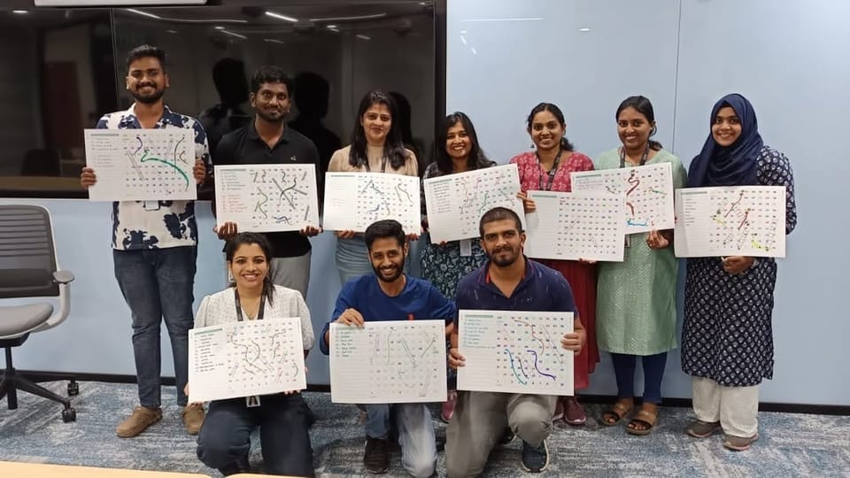 25 employees of IBM Kochi created educational snake and ladder to distribute to 25 school students in Ernakulam.