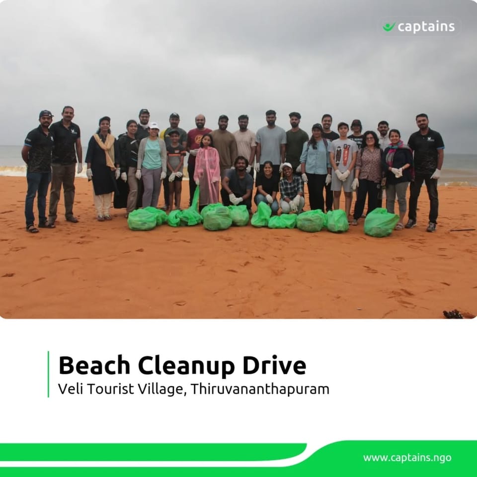 26 volunteers responsibly collected and disposed of 250 kg of non-biodegradable waste in Trivandrum