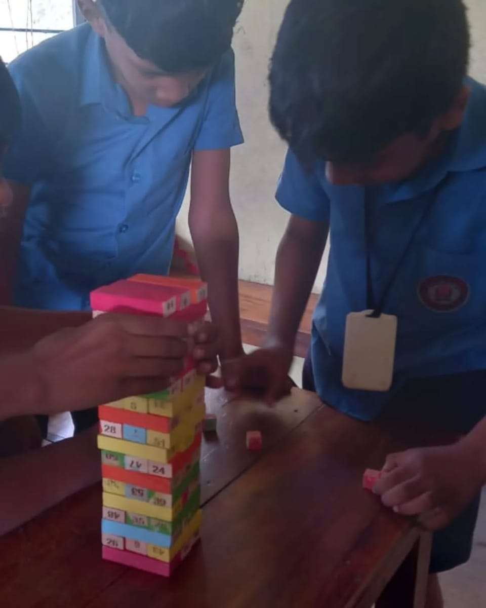 3 volunteers distributed Educational Jenga to 20 school students in Trivandrum.