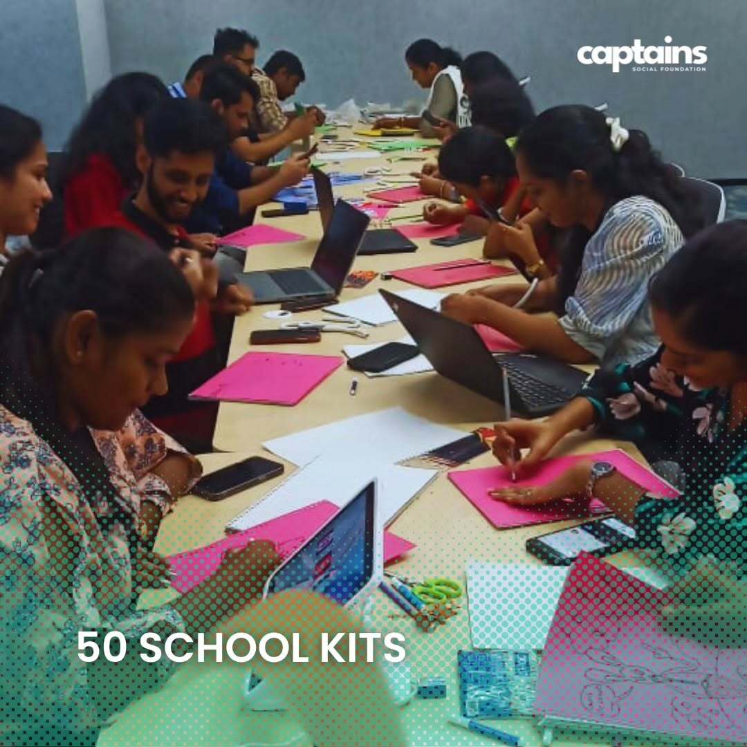 63 volunteers assembled school bags to be distributed to 50 school students in Ernakulam