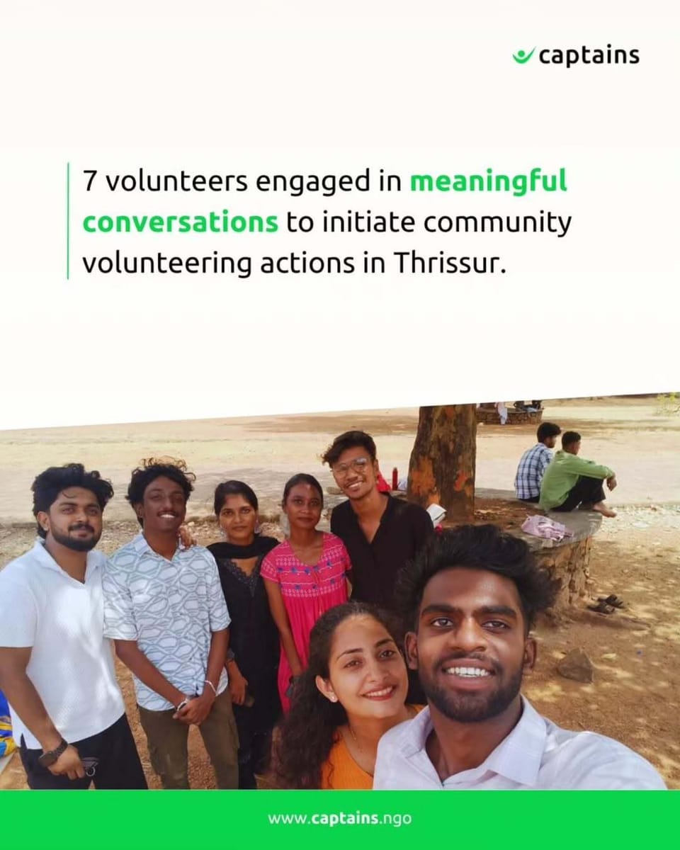 7 volunteers engaged in meaningful discussions to initiate community actions in Thrissur.