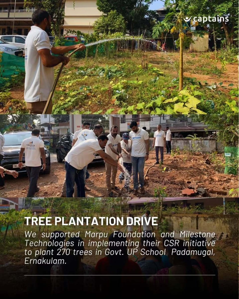 35 volunteers of Milestone Technologies planted 270 trees and installed drip irrigation to foster a greener learning environment for 320 students at Govt. UP School, Padamugal, Ernakulam in collaboration with Marpu Foundation.