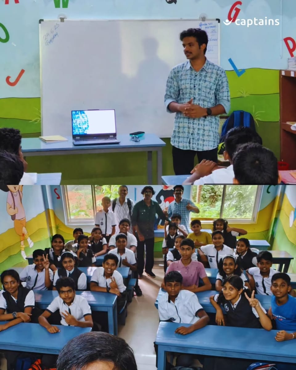 4 volunteers created awareness on cyber safety covering cyberbullying, phishing, online scams, safe browsing and strong passwords for 35 students at Indiana Public School, Attingal, Kollam.
