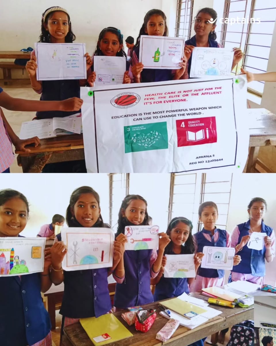 1 volunteer facilitated 6 awareness sessions through posters, human chain and performances reaching 175+ students at VGSSAHSS Nediyavila, Kollam, led by Aparna S.