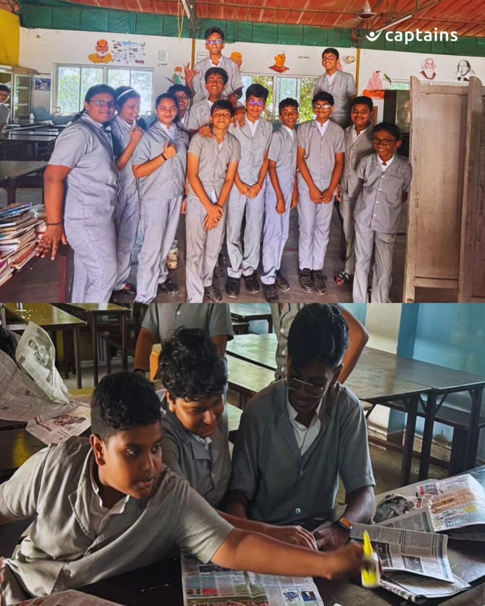 13 students engaged in civic action by creating and donating 25 eco-friendly newspaper bags to promote plastic-free community awareness at City Central School, Kollam, led by Bhavya S.