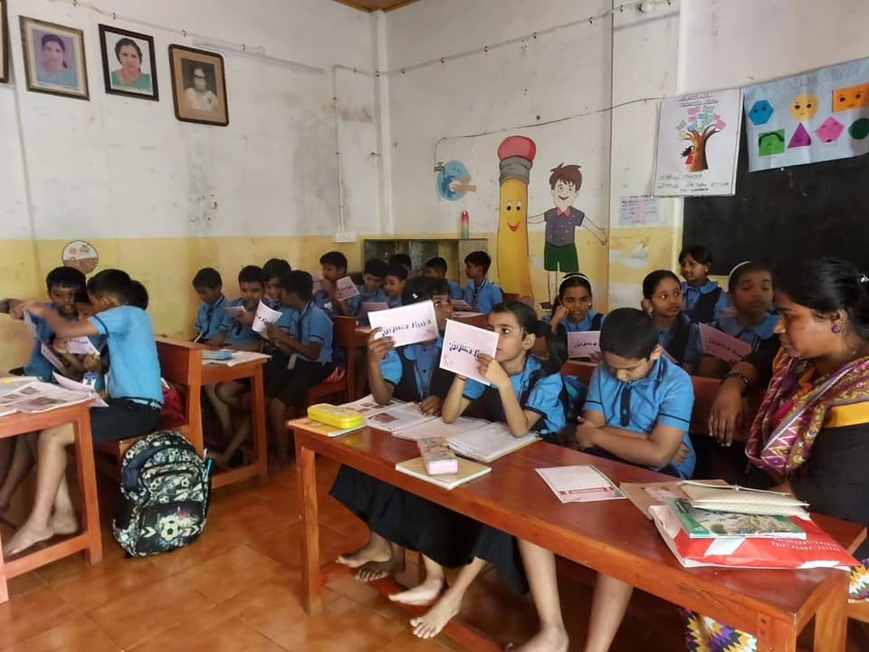 2 volunteers distributed 25 Words in Harmony cards created by Wipro employees to inspire kindness and smiles for 30 students at MAAM LP School, Kakkanad.
